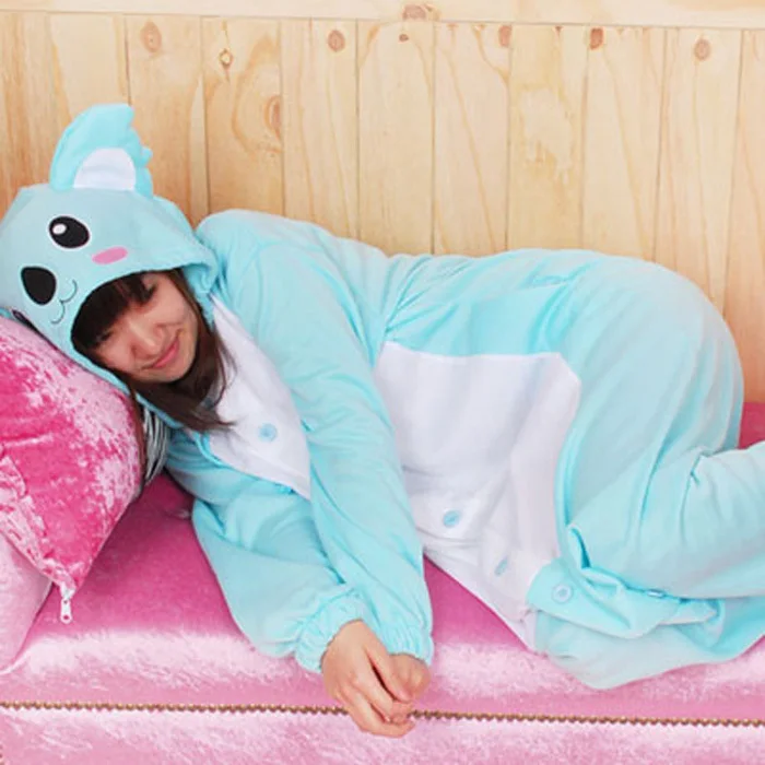 Японский синий Cowra Koala косплей костюм Япония пижамная ночная рубашка с животными