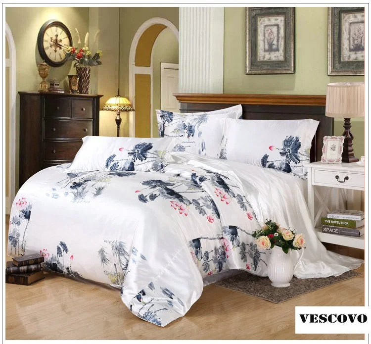 Известный бренд дизайнер китайского шелка пятно постельных принадлежностей Queen