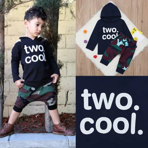 Fashion Toddler Kids Baby Boys Clothes Set Tow Cool Letter Tops T-shirt Camouflage Pants Outfits Children of Boy |