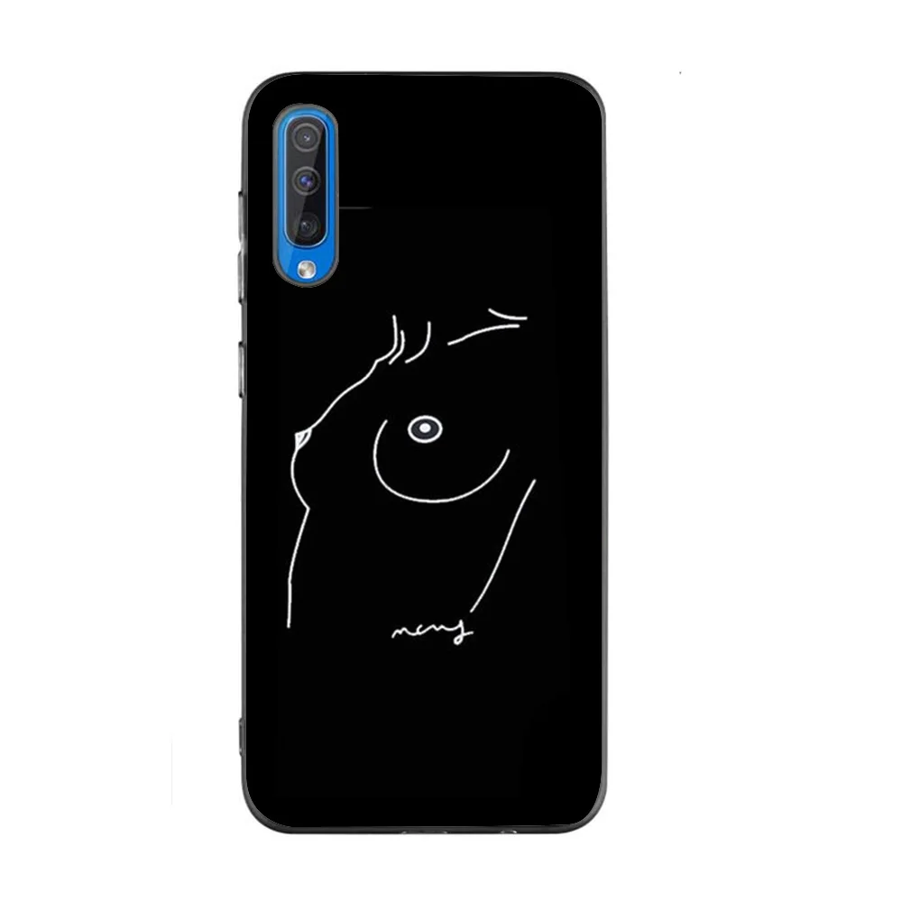 For Samsung Galaxy a8 2018 case Silicon Line Art A50 Cover Protector A7 A30 S10 Plus Lite cover |