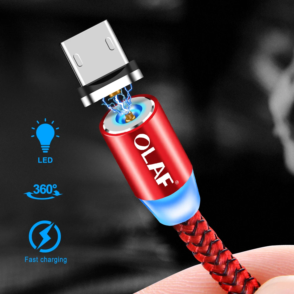 1 м светодиодный магнитный usb-кабель для iPhone Type C, Магнитный зарядный кабель Micro USB для зарядки и передачи данных, кабели для мобильных телефонов Android