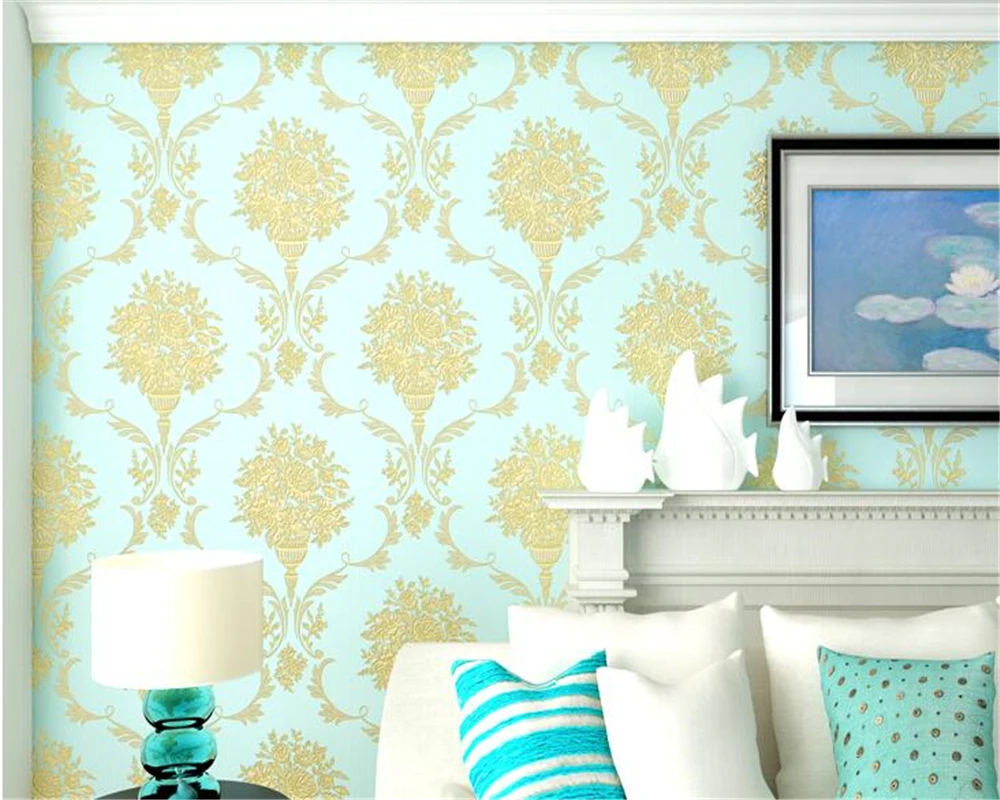 beibehang American nonwoven wall paper 3D restaurant TV European pastoral flowers vertical AB version of the 3d wallpaper behang |