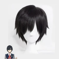 2018 japanese anime darling in the franxx cosplay hiro cosplay women short black hair 23cm9 06inches synthetic hairwig cap