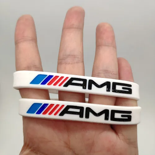 2 шт., силиконовый браслет AMG для мужчин и женщин, резиновый браслет на запястье, браслет для Mercedes Benz Club Fans, повязка на руку, Pulsera Pulseira - Окраска металла: 15
