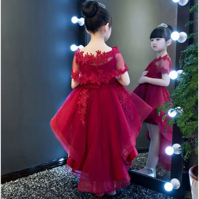 Glitz Red Flower Girl Dress Long Trailing Princess Ball Gown Party Wedding First Communion Dresses for | Детская одежда и обувь