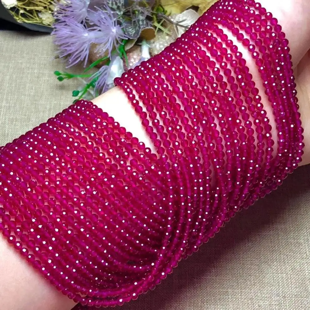 Круглые граненые шарики из натуральной Красной шпинели 3 мм 14 дюймов для