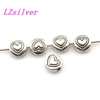 40pcs tibetan silver zinc alloy heart pattern spacer beads 11mmx11mmx4mm 1266