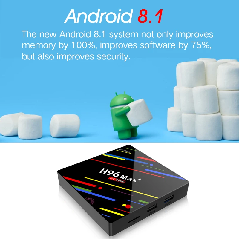H96 MAX Plus Android 8 1 smart TV Box 4 Гб RAM 64 ROM телеприставка RK3328 2 4g/5G Wifi K H.265 GB 32