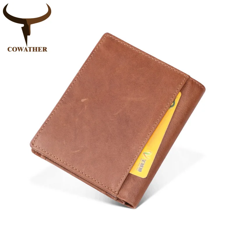 COWATHER 2019 мужские кошельки из коровьей кожи RFID мужской кошелек повседневный и