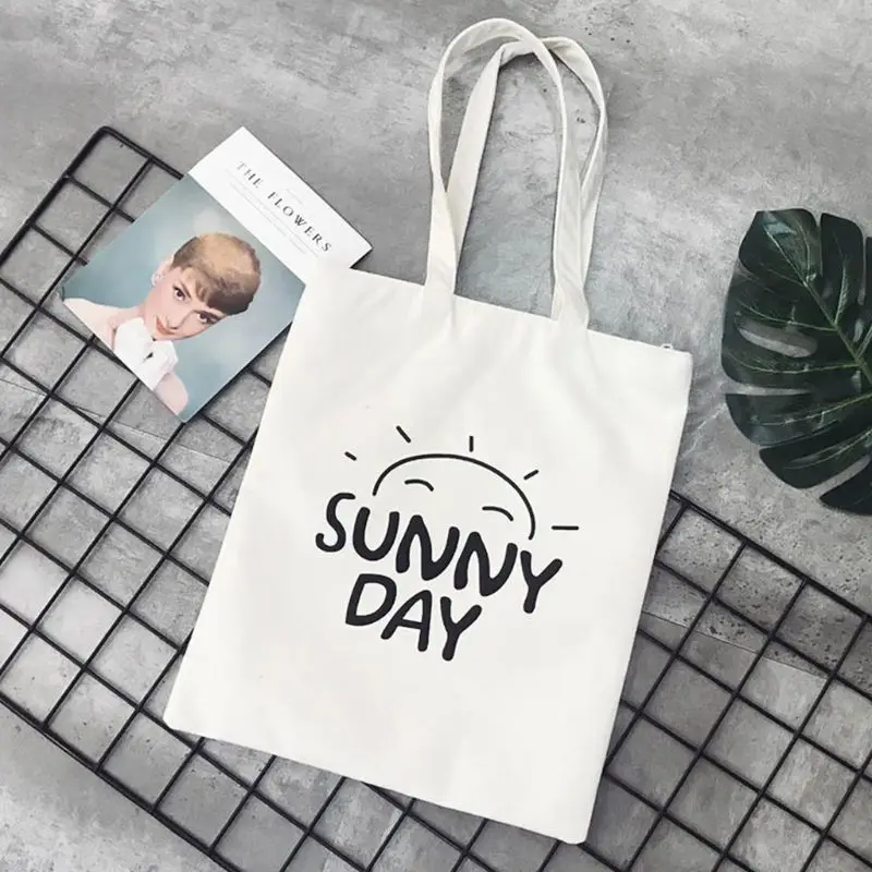 

Sunny Day Funny Letter Tote Bags Casual Unisex Stylish Canvas Bag Fshion Shoping Gift Sunshine Travel Large Bags