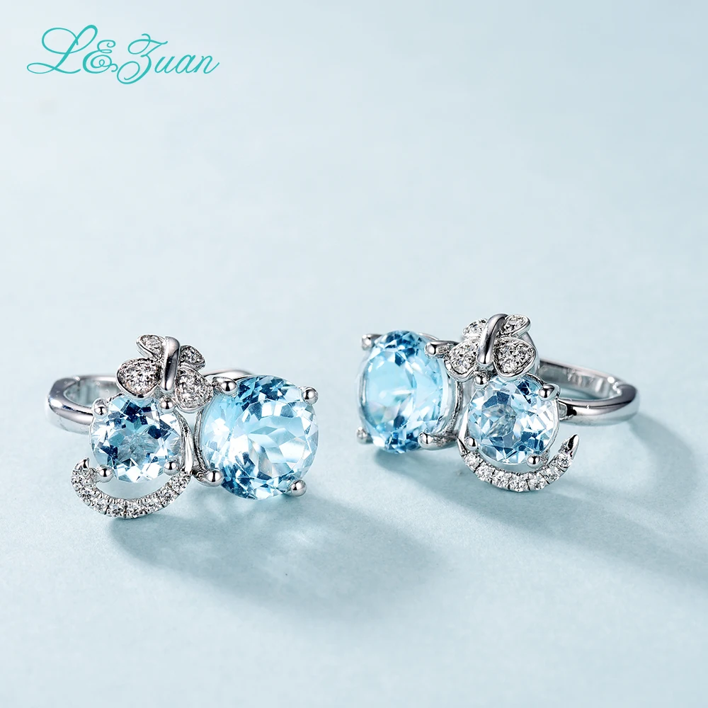 L& zuan 6.7ct двойной Натуральный топаз серьги гвоздики для женщин 925 стерлинговые серебряные серьги в виде бабочек Изящные женские ювелирные изделия подарок