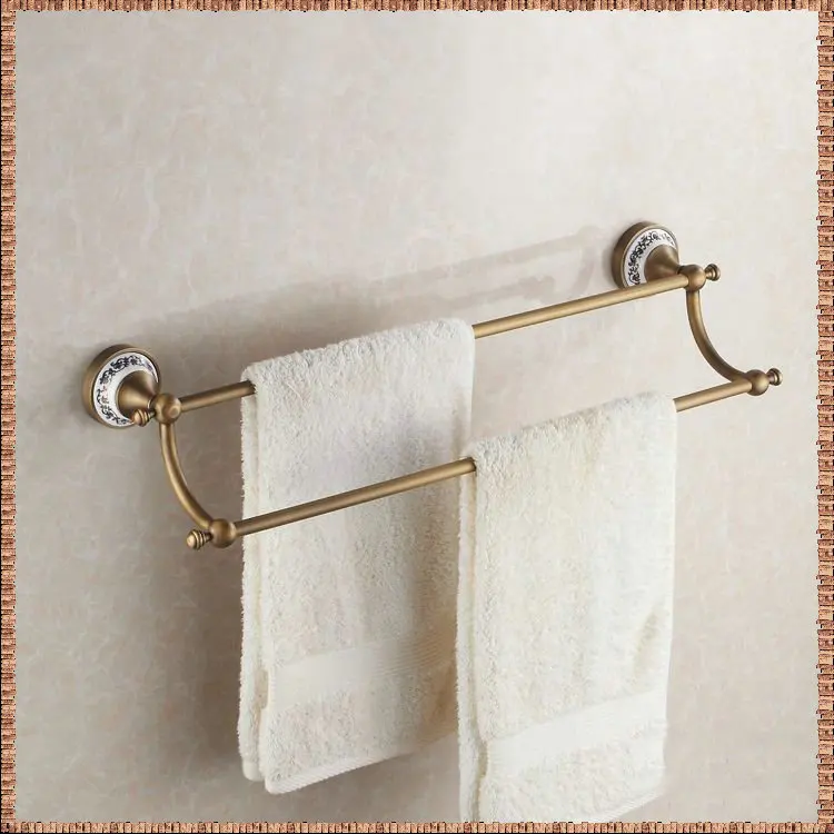 Free shipping Towel rack copper bathroom accessories double fashion antique towel bar /towel holder HJ-1811 | Строительство и