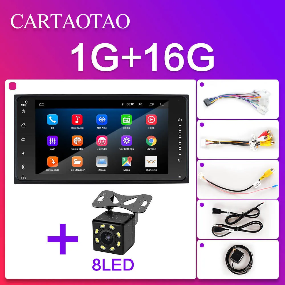Android 8,1 автомобильный dvd-плеер для Toyota Corolla Camry Highlander 2din автомобильный Радио gps навигация WiFi зеркальное соединение мультимедийный плеер - Цвет: H-702HG-8LED