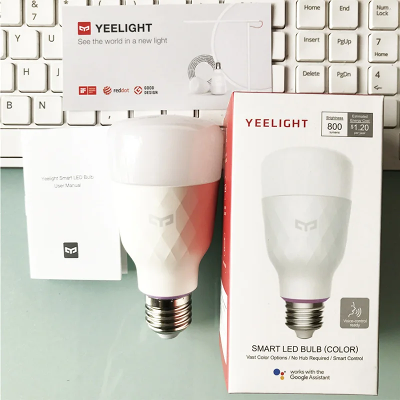 [Английская версия] умная Светодиодная лампа Mi Yeelight цветная 800 люмен 10 Вт E27