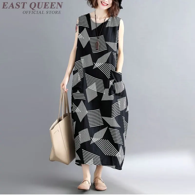 Длинное женское платье с геометрическим рисунком Асимметричный Сарафан