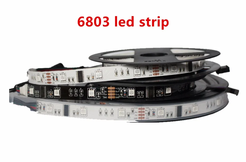 5M Black White PCB 6803 LED Strip IP20/IP65/IP67 Non-waterproof/ Waterproof 30 leds/m 150 leds 5050 RGB Magic Dream color  12V