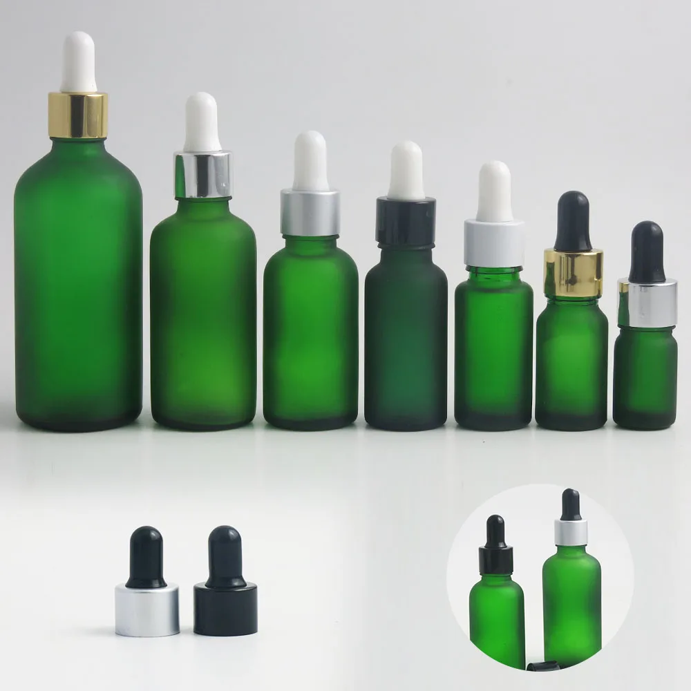 10 x 5ml 10ml 15ml 20ml 30ml 50ml 100ml Frost Green Glass Dropper Bottles for Essential Oils Cosmetic e Liquid Serum Containers | Красота и