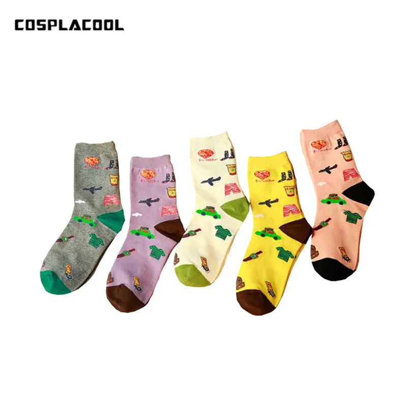 [Cospacool] Новые женские носки без пятки с рисунком машины/любви на осень/зиму теплые