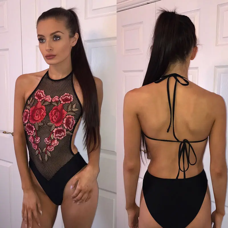 Женский цельный купальный костюм 2017 Монокини женский купальник с вышивкой