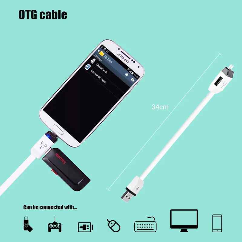 Sovawin 34 см Android Micro USB OTG адаптер Microusb 2,0 Конвертер Разъем для быстрой зарядки данных для samsung Galaxy S3 S4 S5