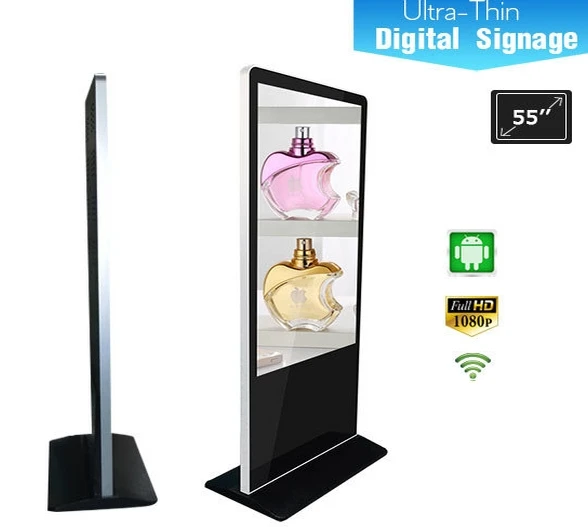 Напольный ультратонкий рекламный ЖК-дисплей с поддержкой Wi-Fi | Безопасность и