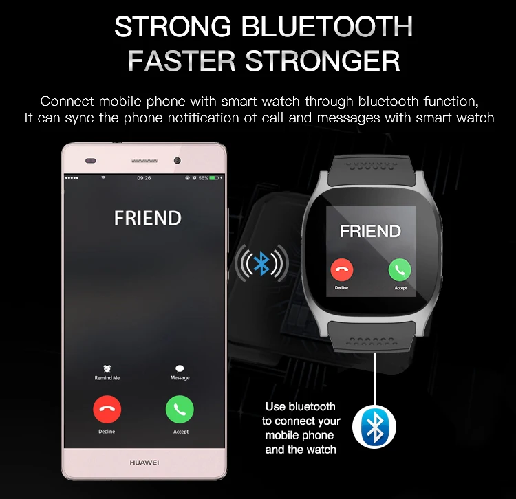 T8M Смарт часы Для мужчин Bluetooth MP3 музыка монитор сердечного ритма Носимых