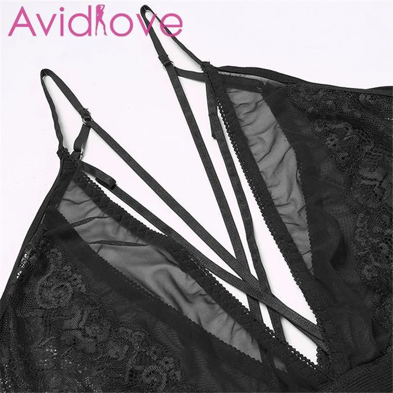 Avidlove женское сексуальное нижнее белье боди с кружевными цветами v-образным