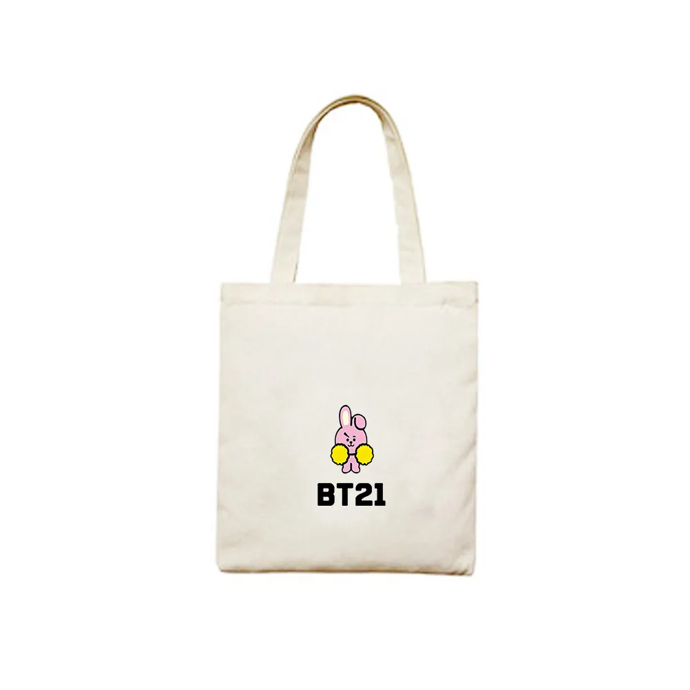 2018 Новый BTS BT21 TATA COOKY CHIMMY сумки холст хлопка Женская обувь черного цвета бежевый