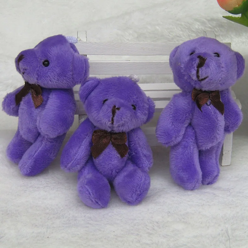 100PCS/LOT Mini Teddy Bear Stuffed Plush Toys 8CM Small PURPLE pelucia Pendant Kids Birthday Gift HMR044 | Игрушки и хобби