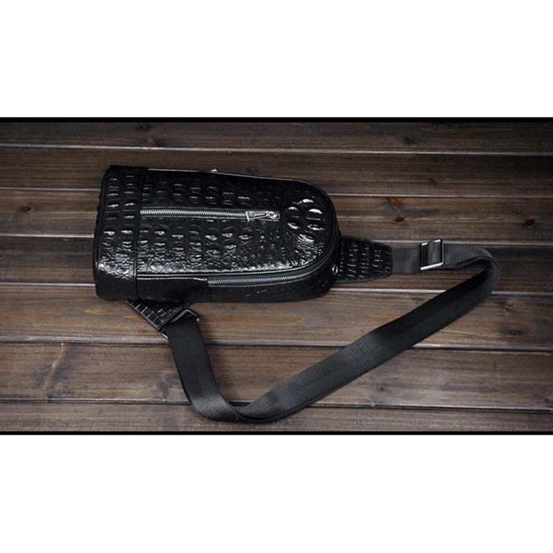 Crocodile Pattern Men chest bag cowhide leather male Crossbody Bag Male Business Chest Packs mobile phone Messenger | Багаж и сумки