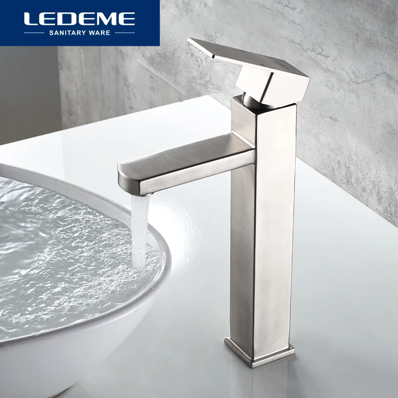 Смеситель для раковины LEDEME L71133 из нержавеющей стали с высокой ножкой ванной