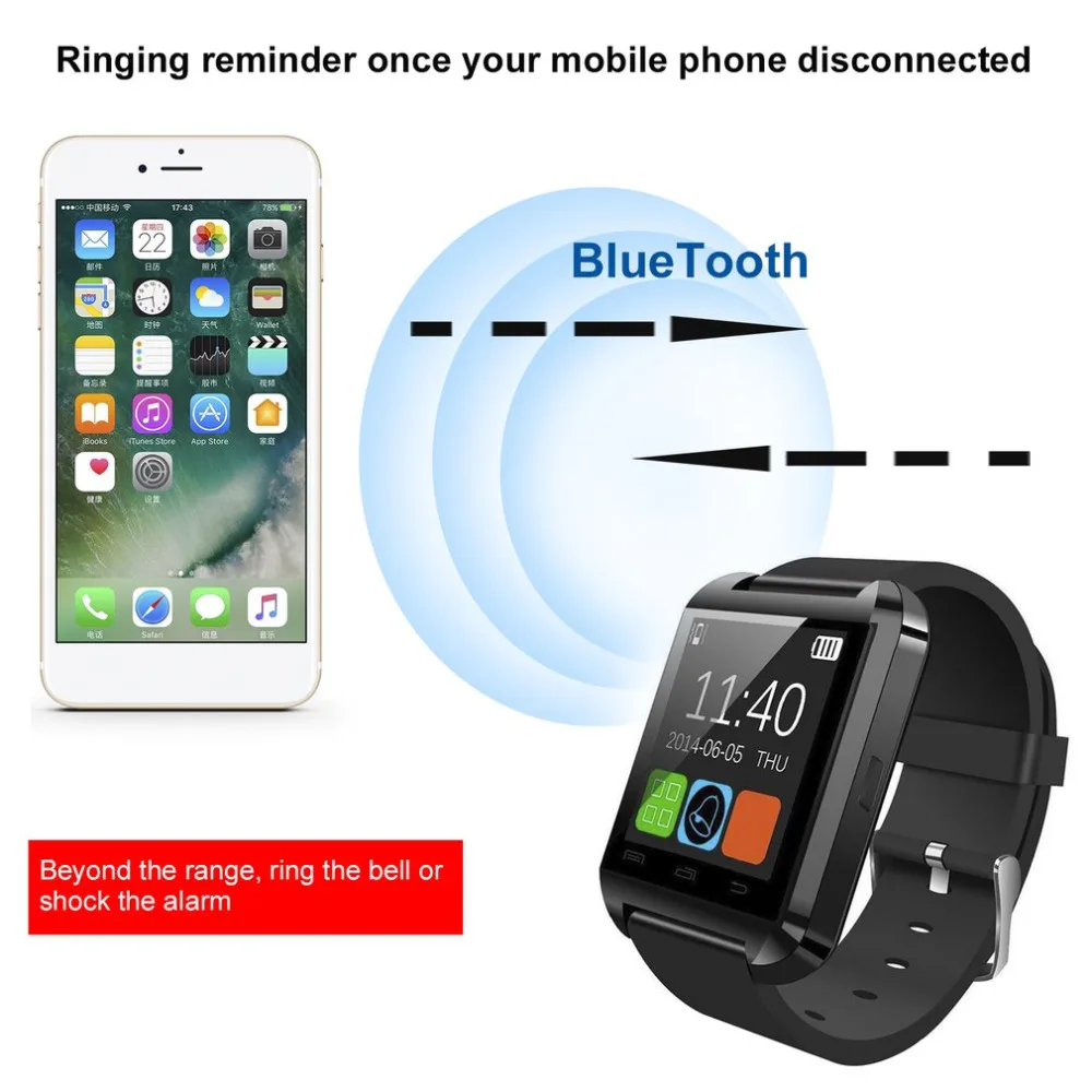 TOLASI спортивные часы U8 умные Bluetooth сенсорный экран наручные водонепроницаемые для
