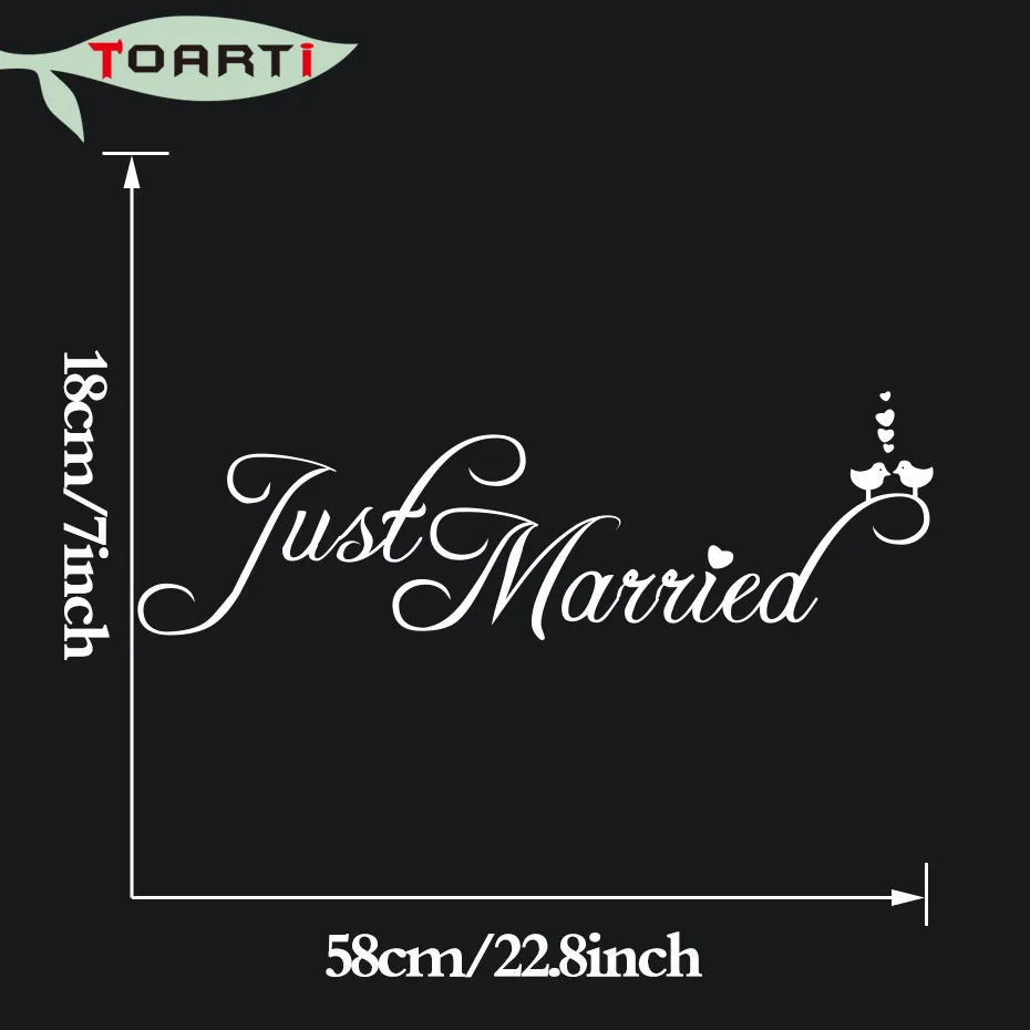 58*18CM Just Married Birds Car Stickers Vinyl Adhesive Removable Window Styling Waterproof Decals | Автомобили и мотоциклы