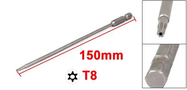 T8 UXCELL 150 мм Длина 1/" шестигранный хвостовик T8 T15 T25 Магнитный Torx безопасности отвертка бит - Цвет: T8