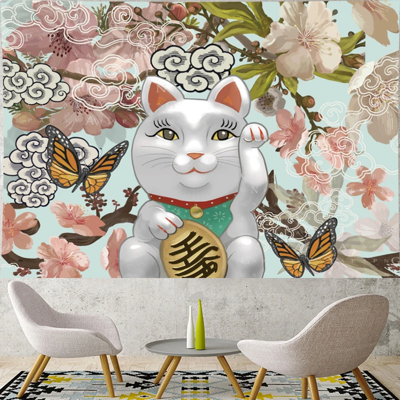 В японском стиле Зефир Lucky Cat гобелен из макраме детская комната cloud личность