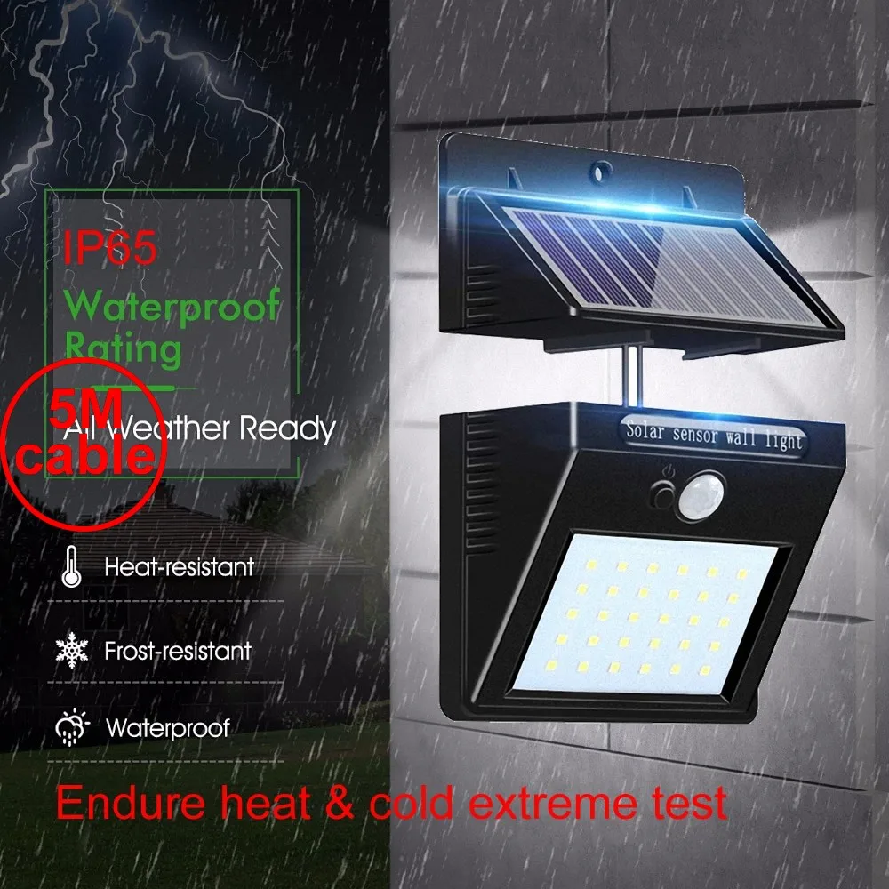 30 светодиодов светильник на солнечной батарее с разделенной панелью