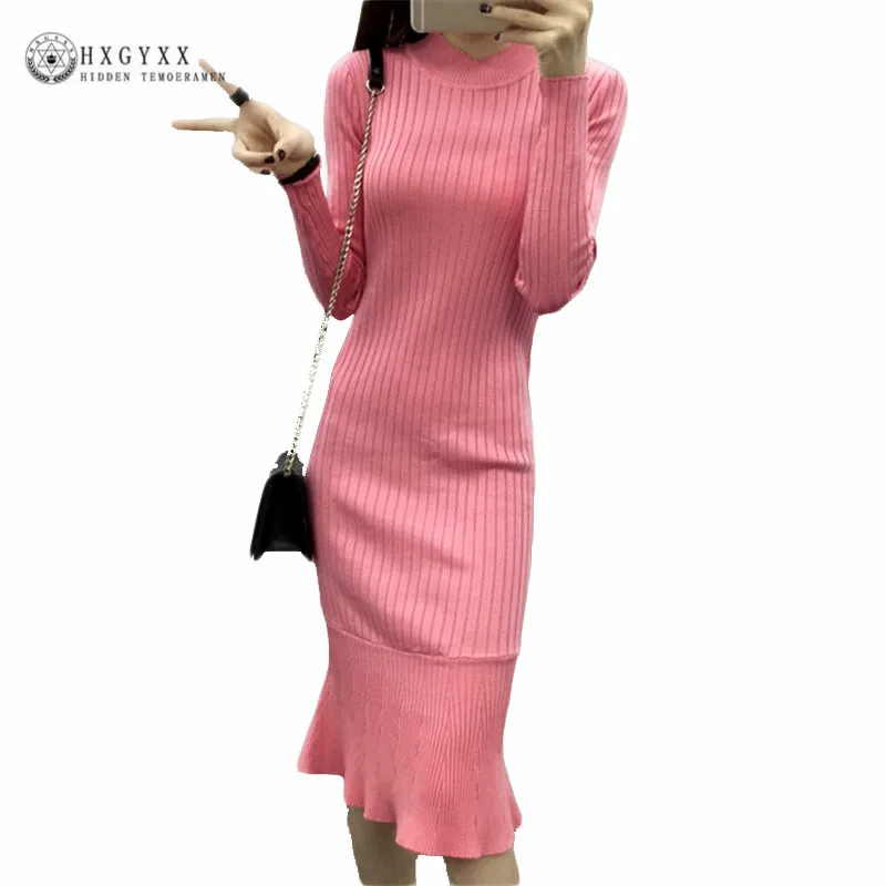 Женское трикотажное платье свитер с юбкой годе на осень/зиму|vestido a|dress vestidoswomen dress |