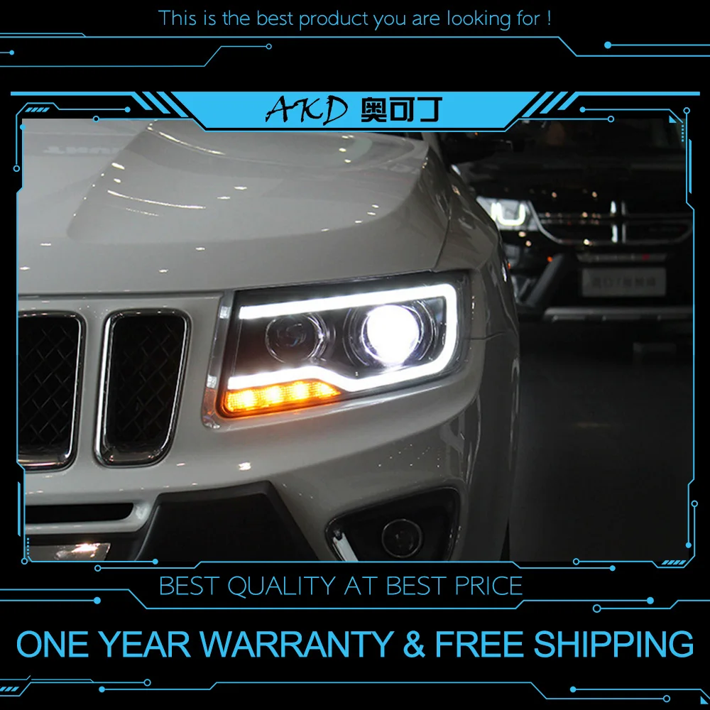 AKD Тюнинг автомобилей фары для Jeep Compass 2011- Grand Cherokee светодиодные фары DRL ходовые огни биксеноновый луч