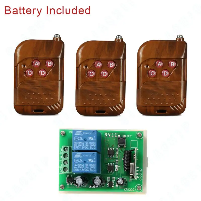 3 RC and 1 Receiver QIACHIP 433 MHz универсальный пульт дистанционного Управление переключатель DC 12 V 2 CH РФ реле приемника модуль 433 МГц Беспроводной удаленный Управление переключатель ворота - Цвет: 3 RC and 1 Receiver