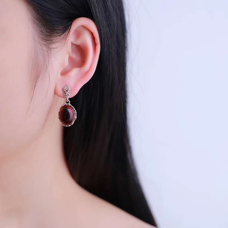 JIUDUO Аутентичные янтарные серьги женские модели 925 серебро high end дамы