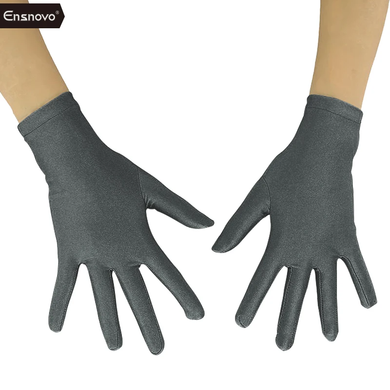 Dark Gray Ensnovo для взрослых 10 дюймов Длина запястья лайкра спандекс полный палец эластичная короткая перчатка костюмы на Хэллоуин велосипед перчатки для мотокросса - Цвет: Dark Gray