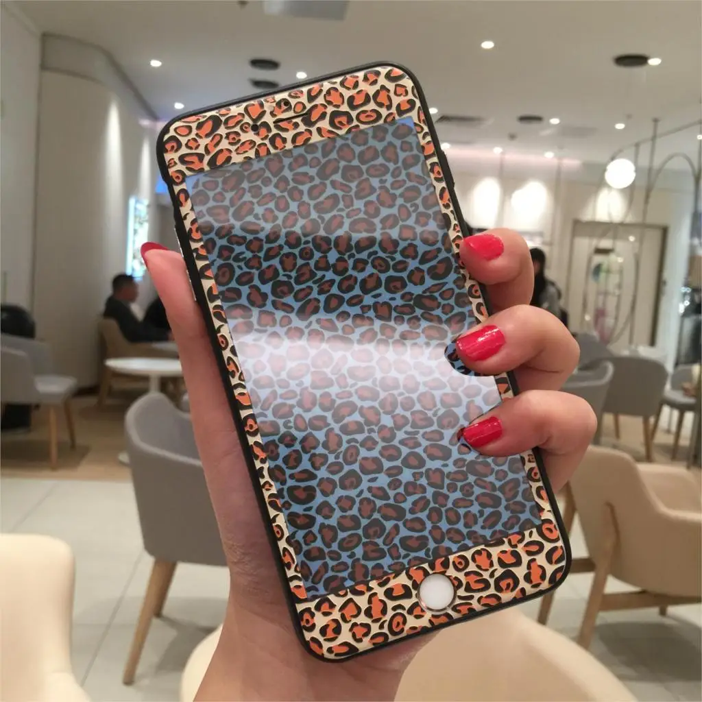 Изогнутое закаленное стекло с леопардовым принтом для iPhone 7 8 Plus защита экрана 3D
