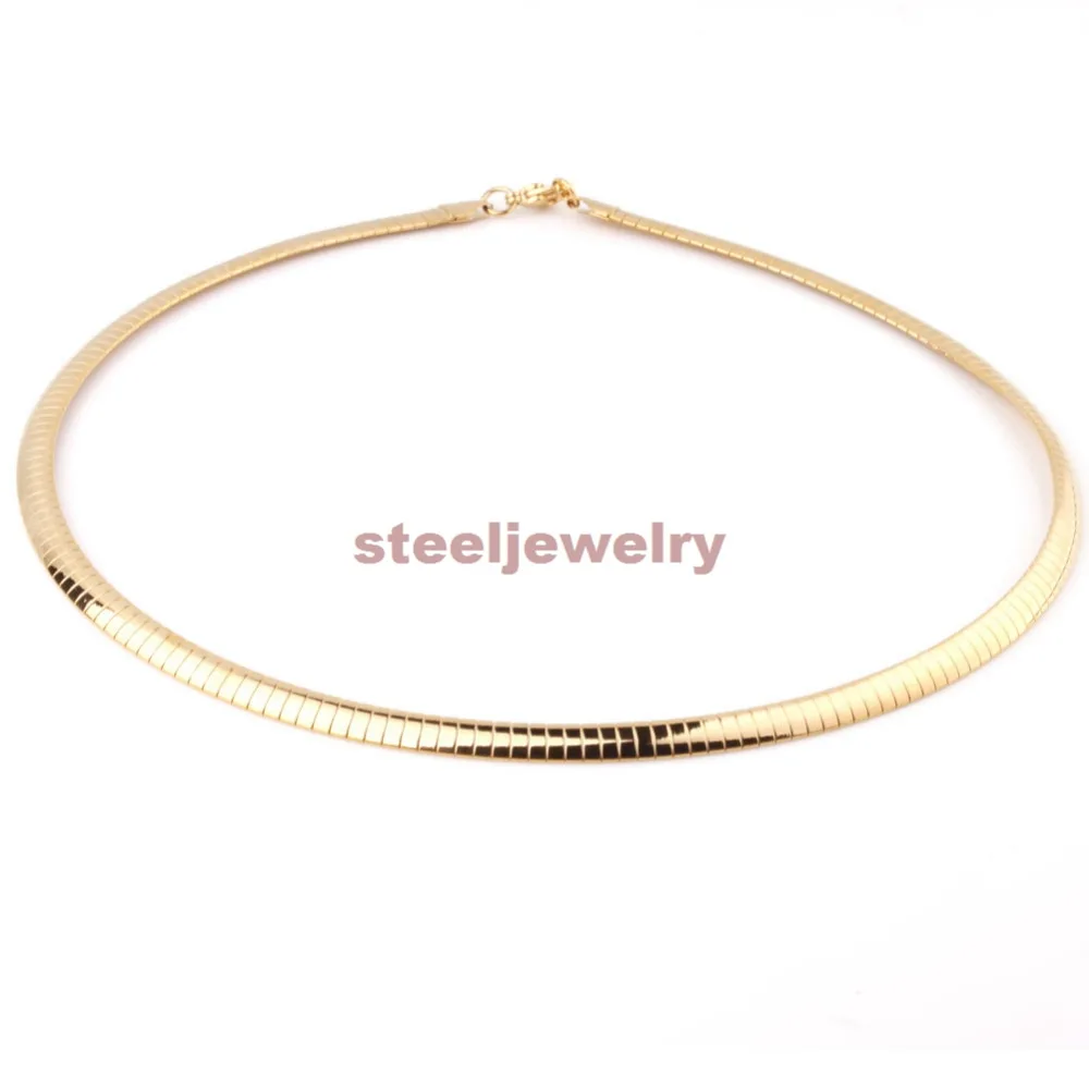 Женский Ошейник 6 мм ожерелье чокер + браслет ювелирный набор золотая цепочка из