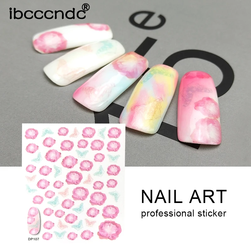 1 лист с водяным знаком горлышко в форме наклейки для ногтей дизайн цветочный