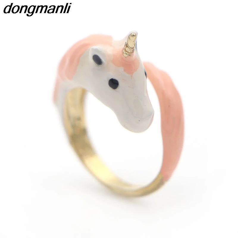 P1024 Dongmanli красивое регулируемое кольцо с лошадью цветное эмалированное