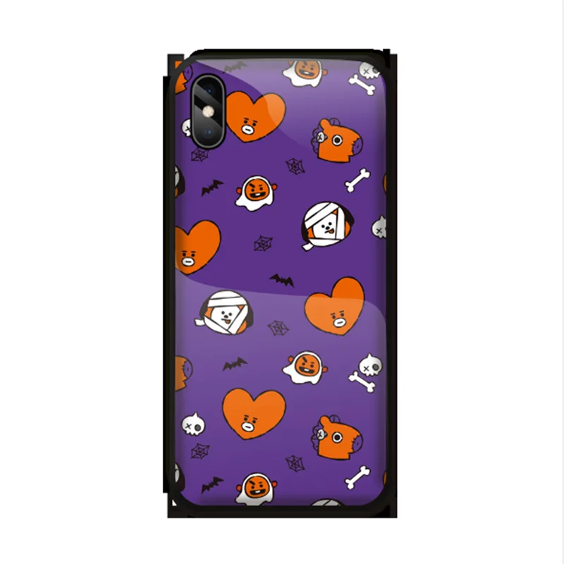 1 шт. Bangtan мальчики BTS BT21 Роскошные Стекло чехол для телефона iPhone X XS XR XSMax 7 8 плюс |