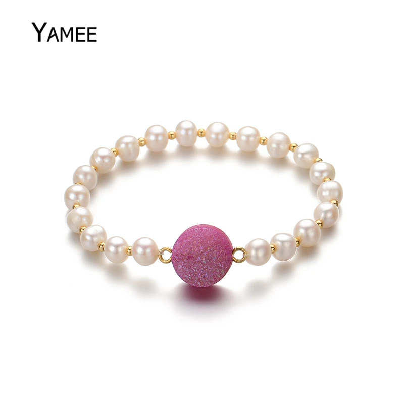 Уникальные круглые браслеты из натурального пресноводного белого жемчуга