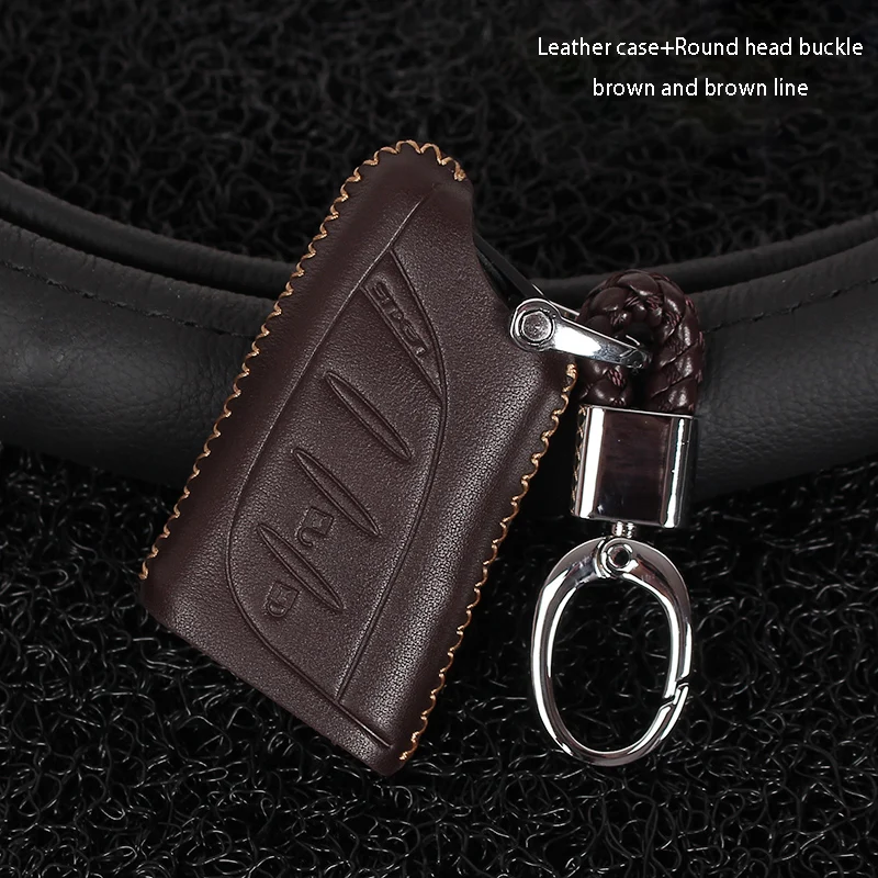 brown and brown line Модифицированный ключ сумка кожаный брелок для ключей модификация декоративные аксессуары для автомобиля для Lexus UX200 UX250h UX260h - Цвет: brown and brown line