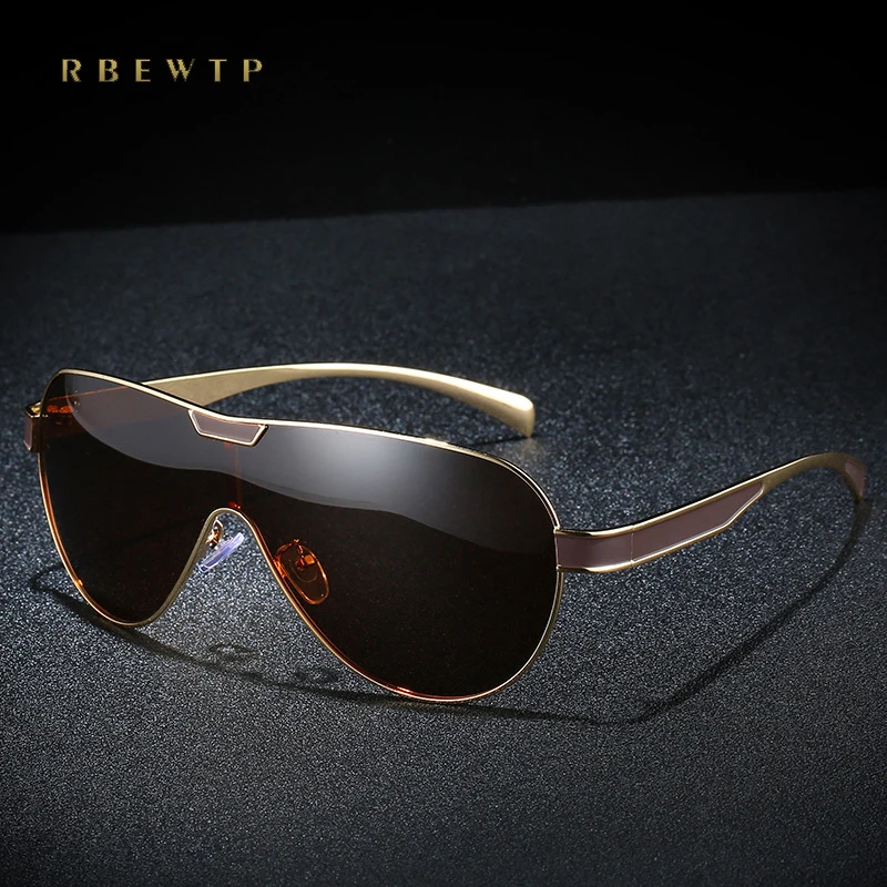 

RBEWTP Unisex Brand 2019 Pilot Sunglasses Men Polarized Driving One Lens Oversized Sunglasses UV400 Frame Eyewear Gafas De So