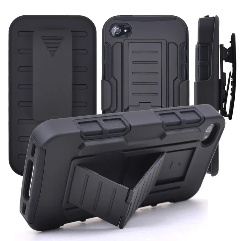 Прочный Противоударный Броня Зажим для Ремня Holster Крышка Случая Стойки Для iPhone 4 4S